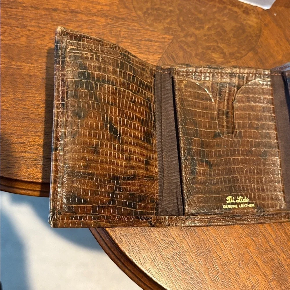 Di Lido  wallet genuine leather  snake skin pattern print  trifold wallet small